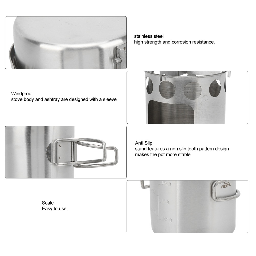 Durable Stainless Steel Campin - Camping Cooking Set recension och pris
