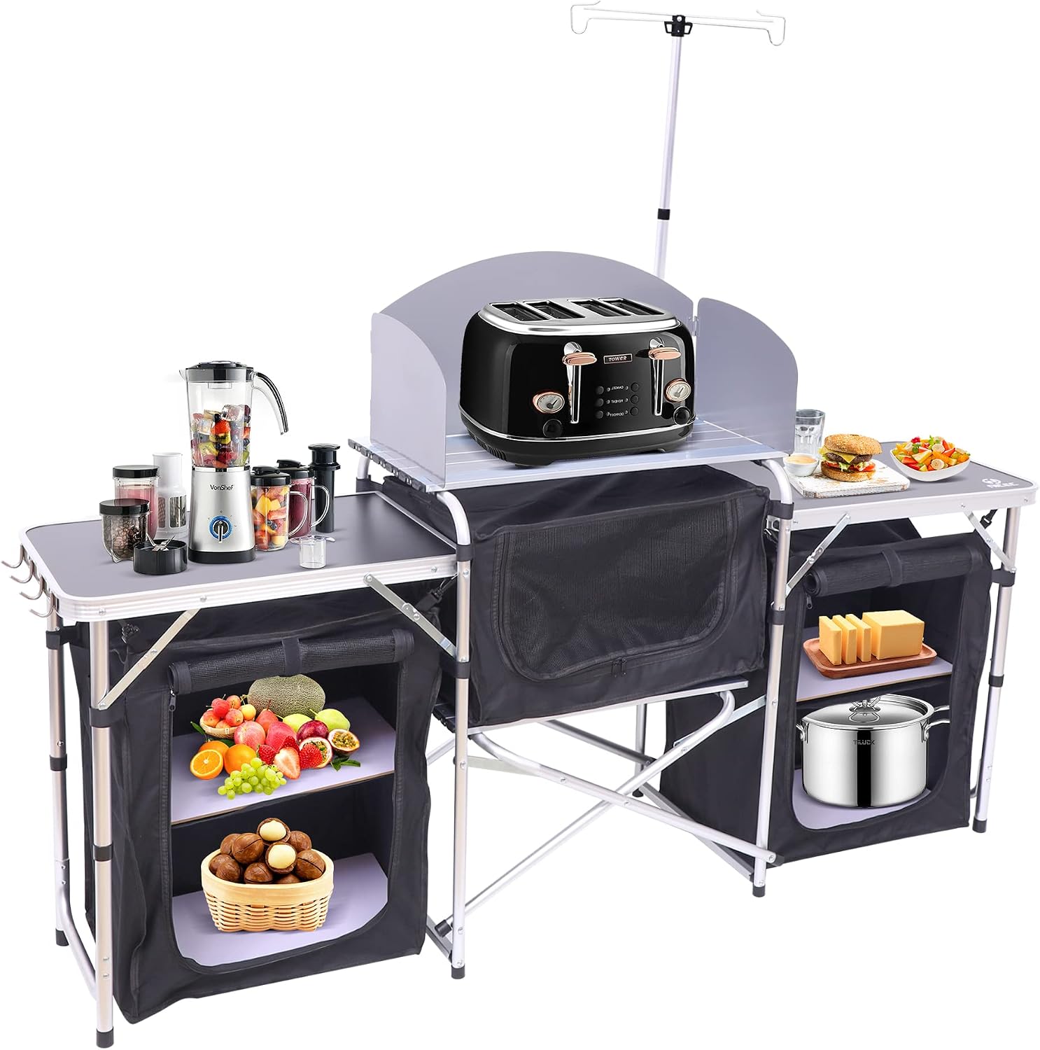 Folding Camping Kitchen Table  - Camping Cooking Table With Windshield recension och pris