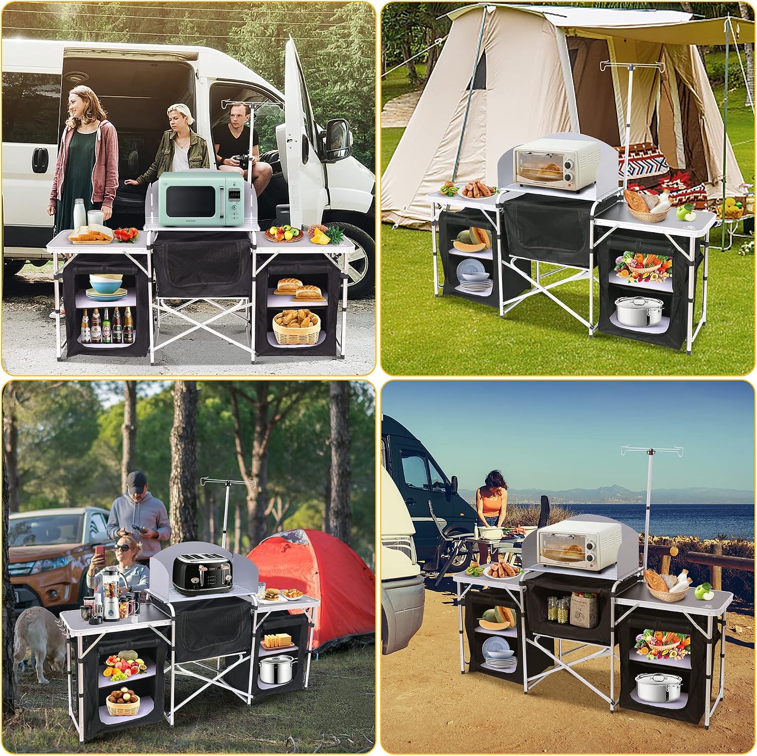 Folding Camping Kitchen Table  - Camping Cooking Table With Windshield recension och pris