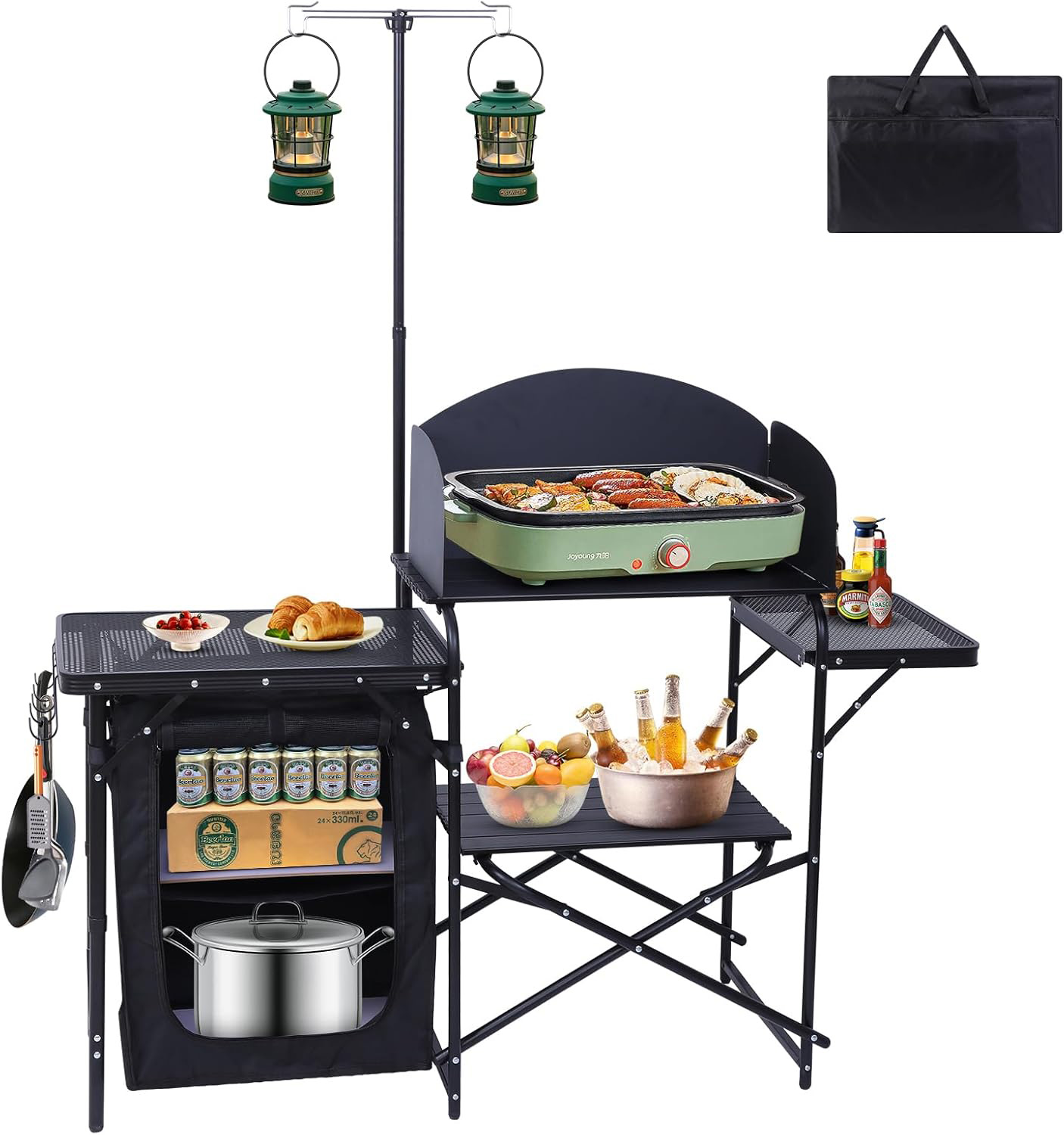 Camping Kitchen Station, Foldi - Camping Cooking Table With Windshield recension och pris