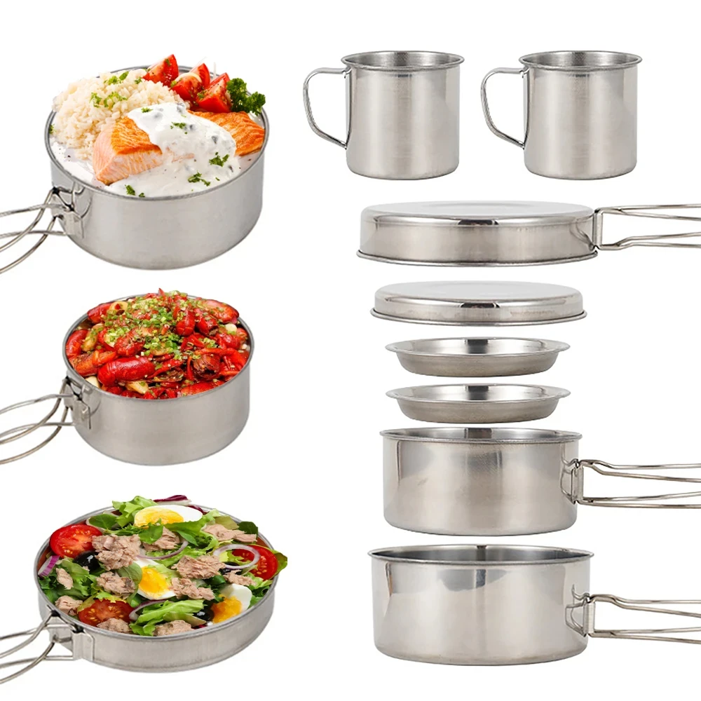8pcs/Set Camping Cookware Mess - Camping Cooking Rice recension och pris