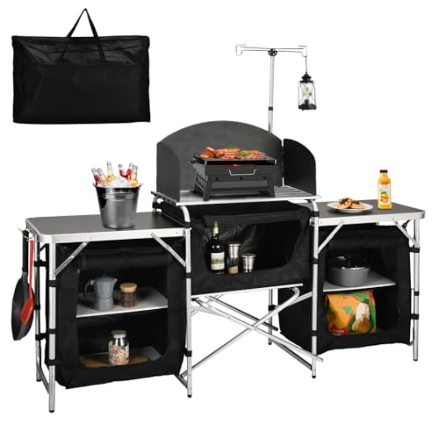 Cmaping Kitchen Table, Aluminu - Camping Cooking Table With Windshield recension och pris