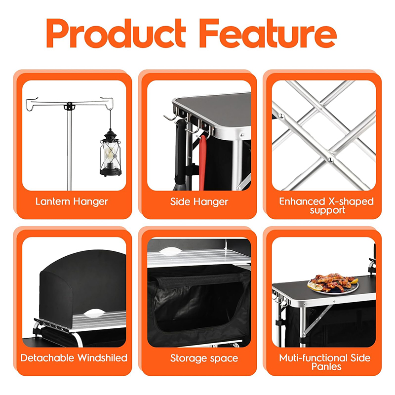 Custom Versatile 3 Cabinets Re - Camping Cooking Table With Windshield recension och pris