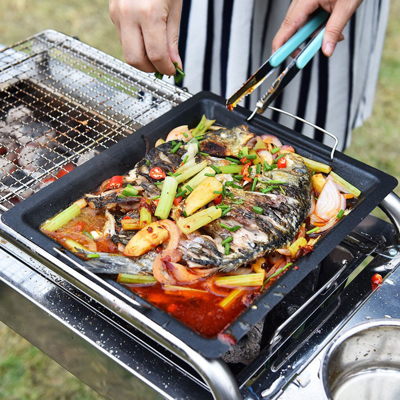 Outdoors Thick Square Grill Pa - Camping Cooking Pot recension och pris