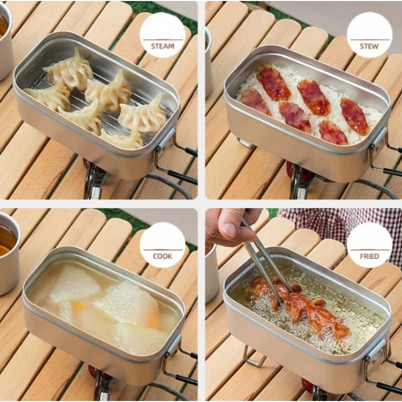 1PC Outdoor Aluminum Lunch Box - Camping Cooking Rice recension och pris
