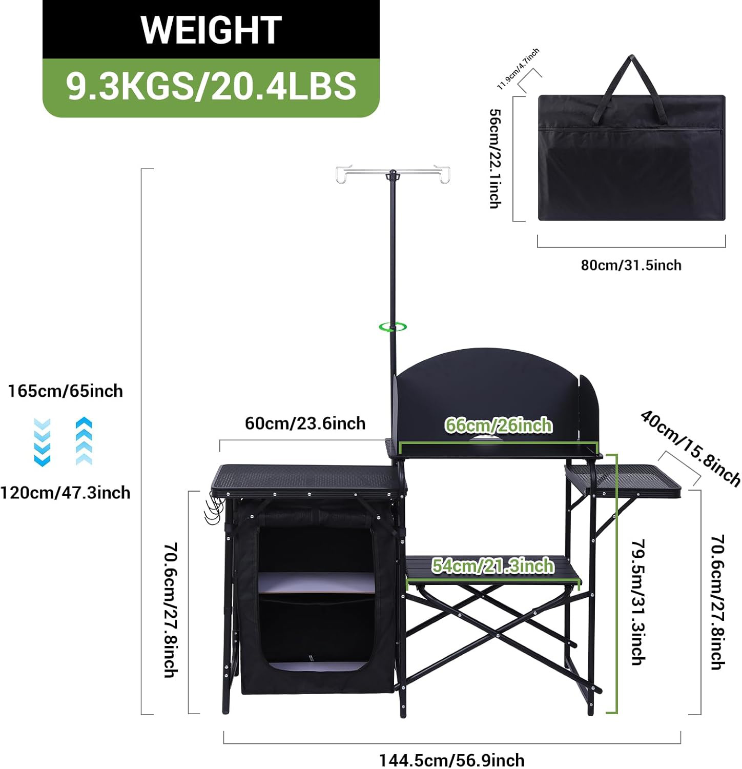 Camping Kitchen Station, Foldi - Camping Cooking Table With Windshield recension och pris