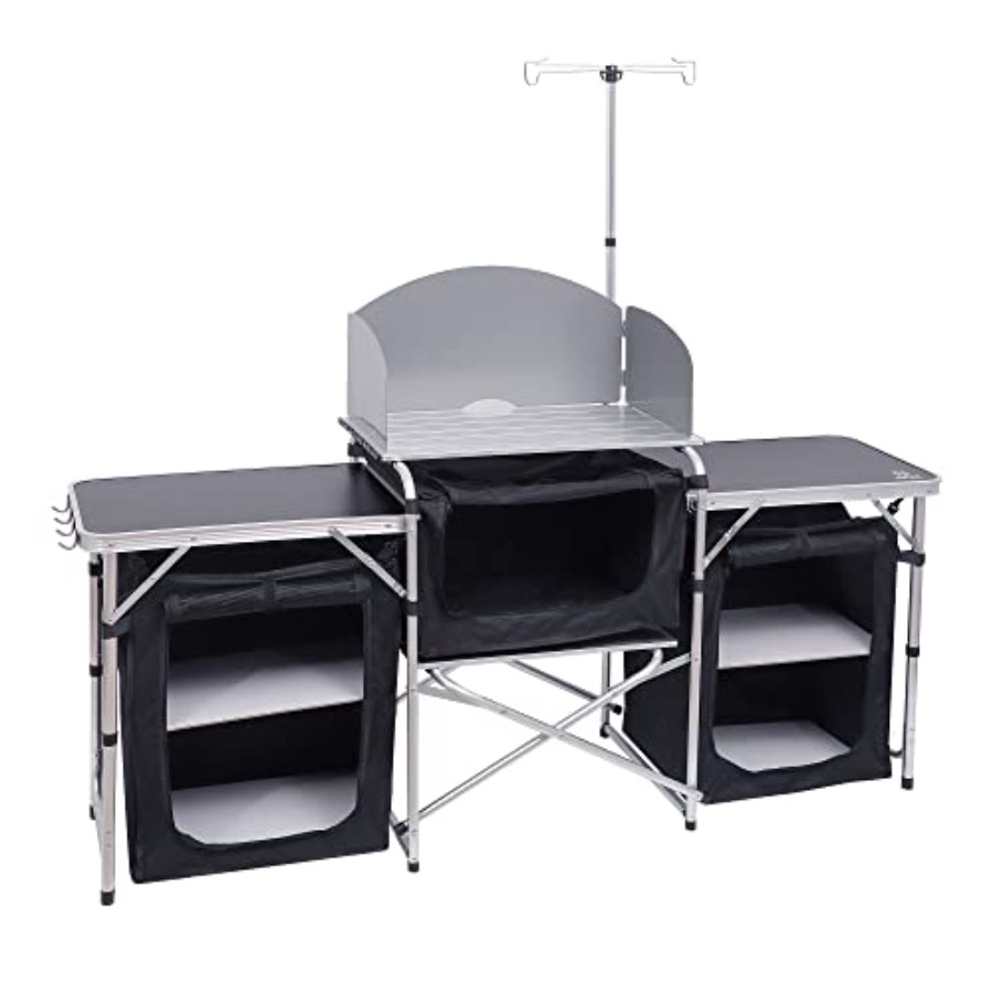 Camping Kitchen Table, Folding - Camping Cooking Table With Windshield recension och pris