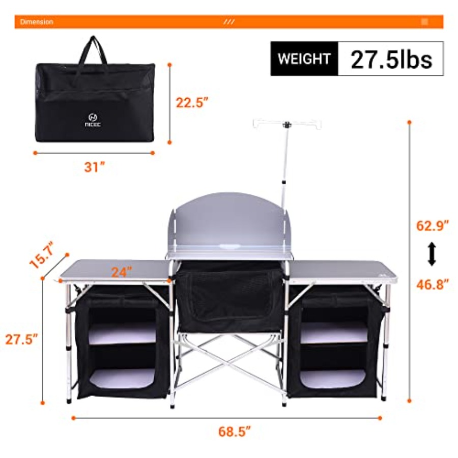 Camping Kitchen Table, Folding - Camping Cooking Table With Windshield recension och pris