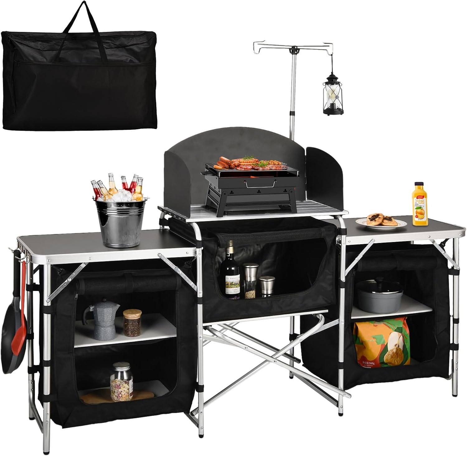 Folding Camping Kitchen Table  - Camping Cooking Table With Windshield recension och pris