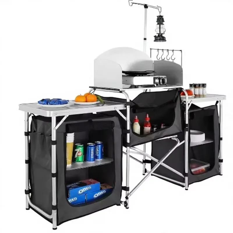 Wholesale Large Aluminum Outdo - Camping Cooking Table With Windshield recension och pris