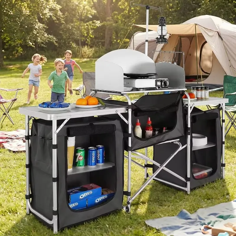Wholesale Large Aluminum Outdo - Camping Cooking Table With Windshield recension och pris