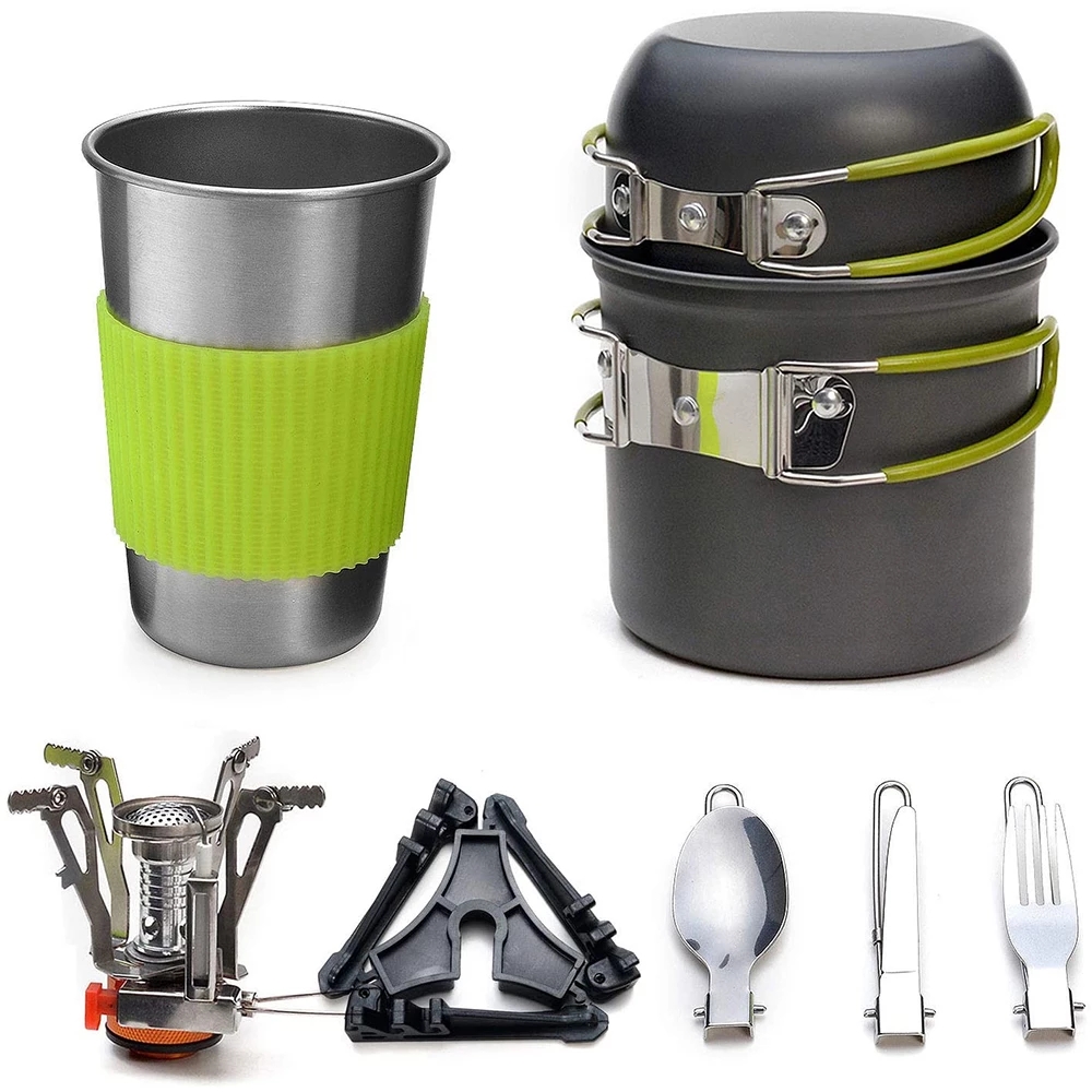Camping Cookware Kit with Stov - Camping Cooking Rice recension och pris