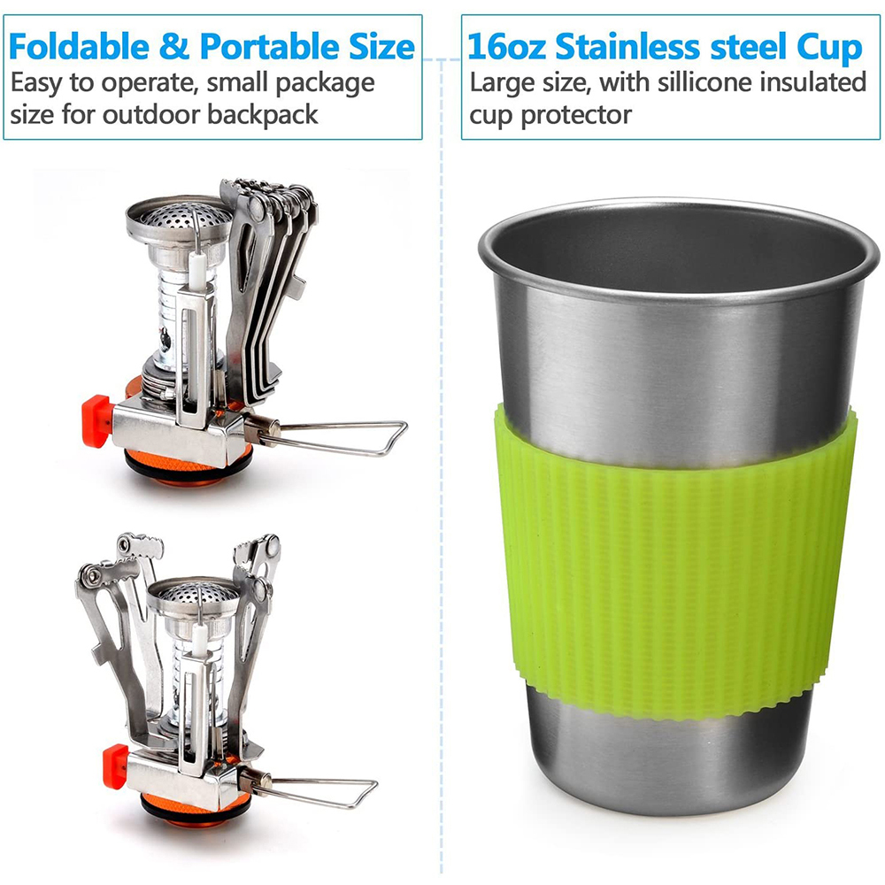 Camping Cookware Kit with Stov - Camping Cooking Rice recension och pris