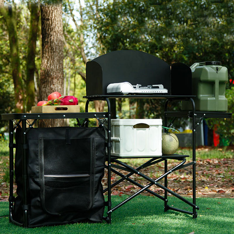 Factory Wholesale Portable Out - Camping Cooking Table With Windshield recension och pris